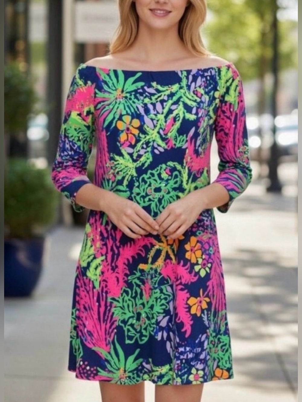 Lilly Pulitzer Floral Shift Dress with Pink & Green Print (New With Tags!)